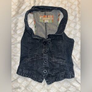 Angel Kiss Plaid Lined Denim Vest